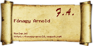 Fónagy Arnold névjegykártya